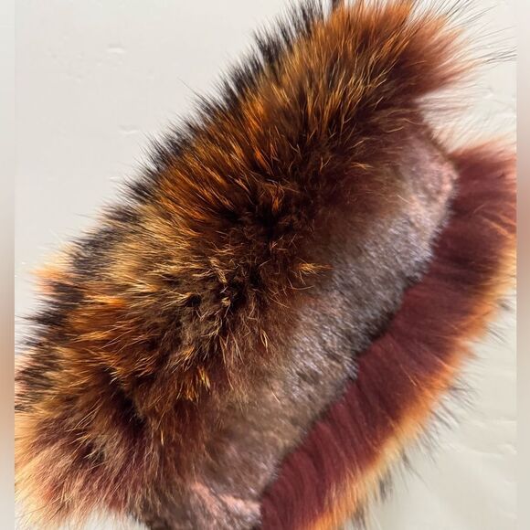 Brown Gradient Real Raccoon Fur & Fur Handles Satchel Bag/Crossbody - Picture 15 of 17